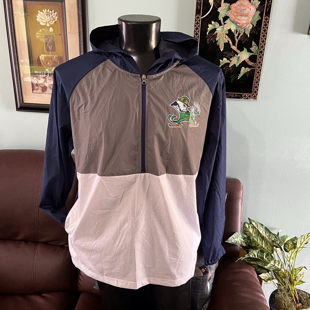 Notre Dame Pullover Lined Windbreaker Men's LARGE, NWT